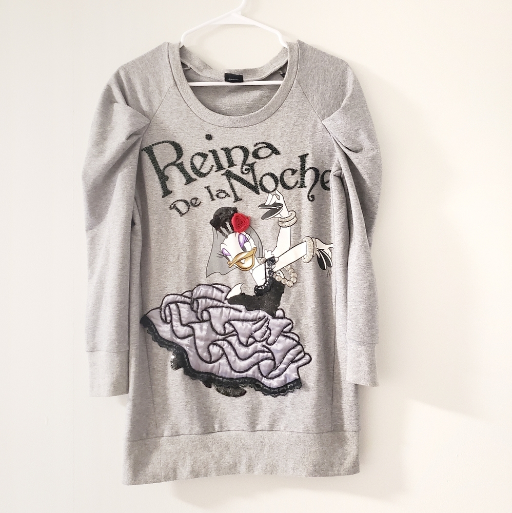 Disney 3D Graphic Gray Cotton Sweater Small